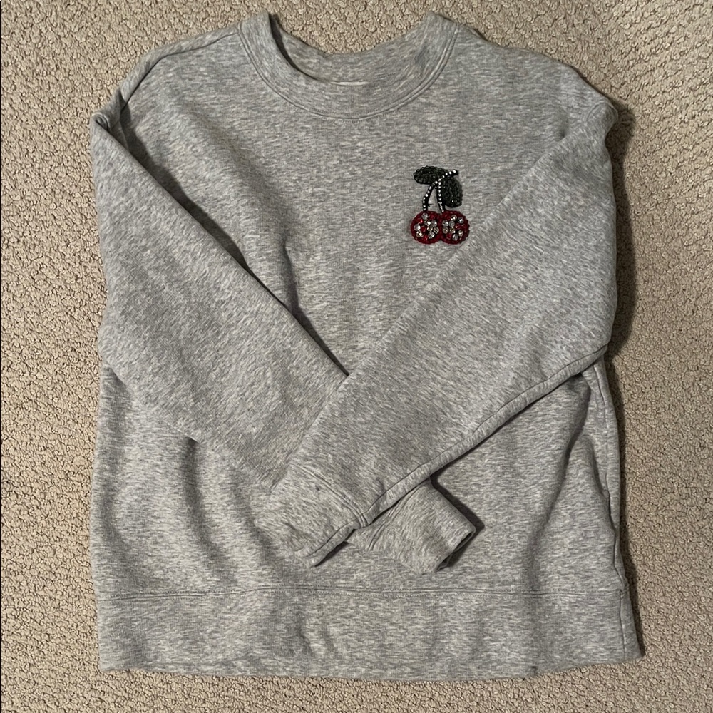 H&M Crewneck Sweater with Bejeweled Cherry Detail